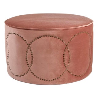 Daisi Rose Velvet Nailhead Design Ottoman - Rose Velvet For Sale