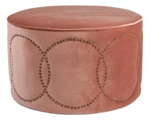 Daisi Rose Velvet Nailhead Design Ottoman - Rose Velvet