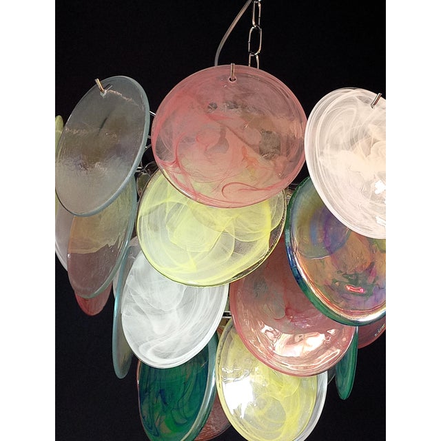 Vintage Alabaster Murano Glass Disc Chandelier, Italy, 1981 For Sale - Image 9 of 11
