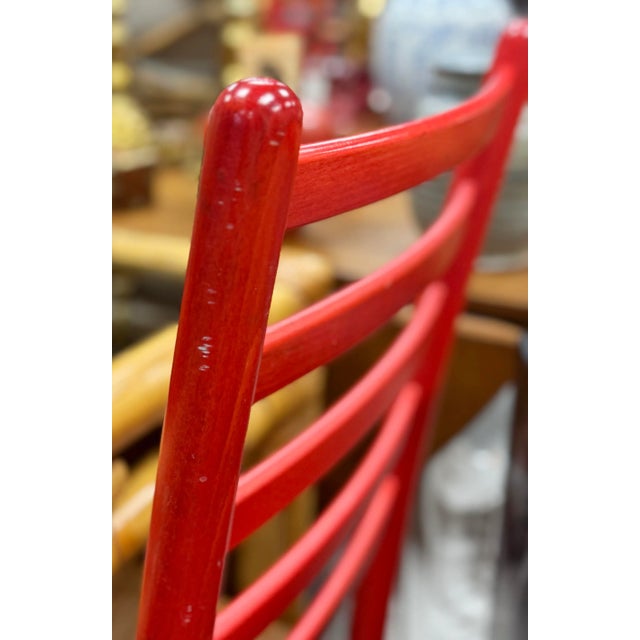 Vintage Red Ladderback Rush Seat Dining Chairs, S/5 For Sale - Image 11 of 11