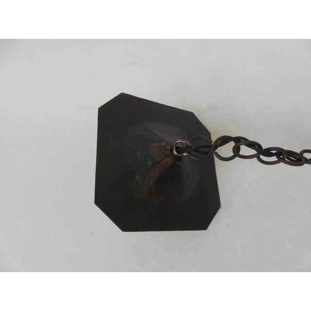 Small Antique Art Nouveau Wrought Iron and Glass Ceiling Lamp For Sale - Image 12 of 18