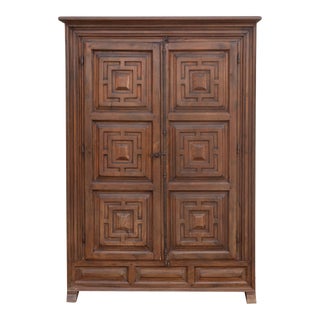 Vintage Spanish Walnut Tall Cabinet For Sale