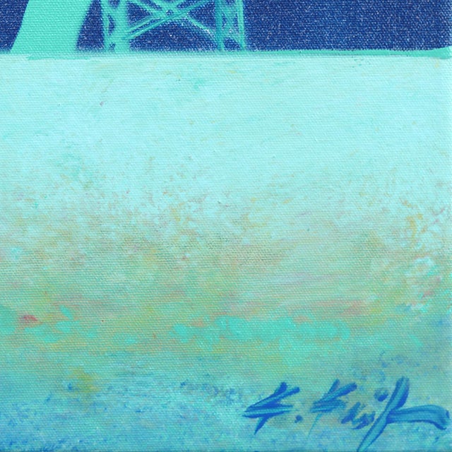 Salt Air - Original Blue Tone Beach Scene Acrylic Painting on Canvas by Kathleen Keifer For Sale In Los Angeles - Image 6 of 9