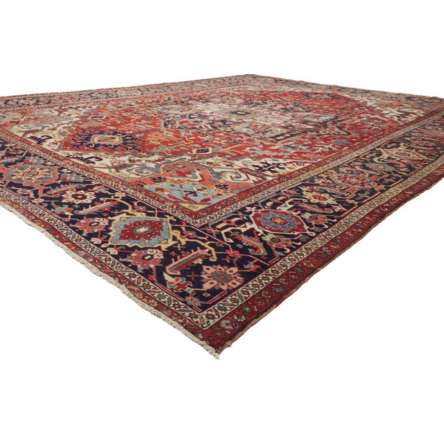 79910 Antique Persian Serapi Rug, 11'09 x 14'10. The Sovereign's Crest: An Antique Persian Serapi Masterpiece of Noble...