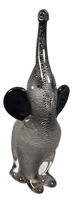 Murano Glass Elephant Sculpture with Silver Leaf by Fabio Tosi, 1970s
