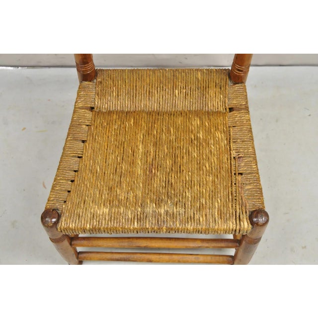Mid 19th Century Antique 19th Century Childs Shaker Maple Rush Ladder Back Small Side Chair For Sale - Image 5 of 11
