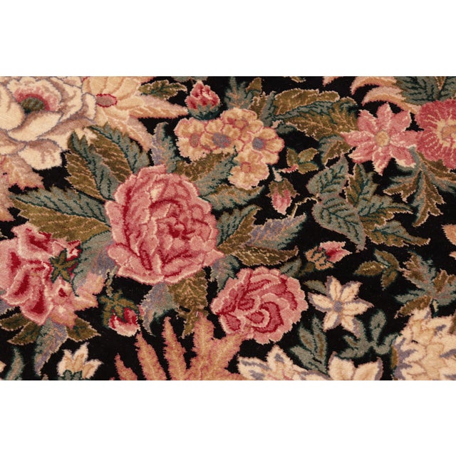 1990s Elegant FLoral David Pak-Persian Black/Green Wool Rug - 8'1'' X 10'1'' For Sale - Image 5 of 9