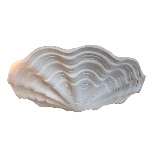 John Dickinson Style White Plaster Shell Form Pendant Light Fixture.