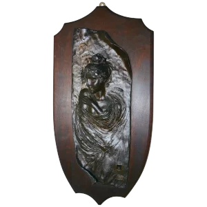Italian Bronze of Lady on Plaque Industria Artistica Napoli