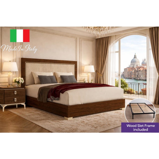 Bring refined Italian elegance to your bedroom with this sophisticated three-piece queen bedroom set, expertly crafted in...