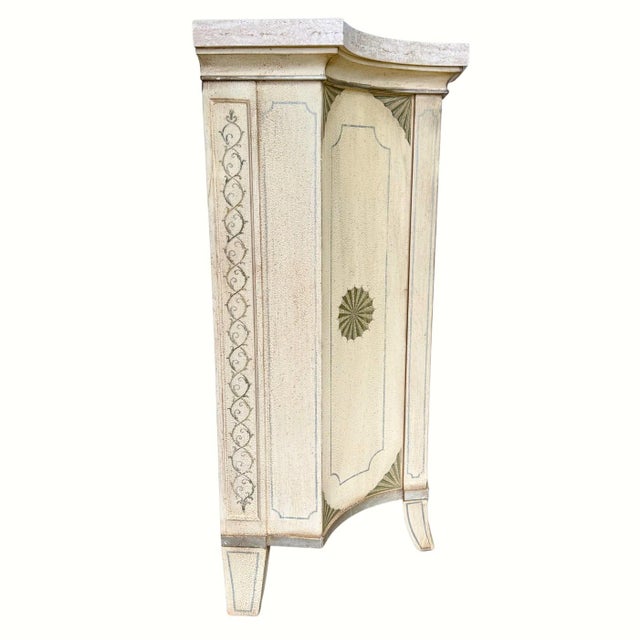 Late 20th Century Italian Neoclassical Style Hand-Painted Console Cabinet or Commode For Sale - Image 13 of 15