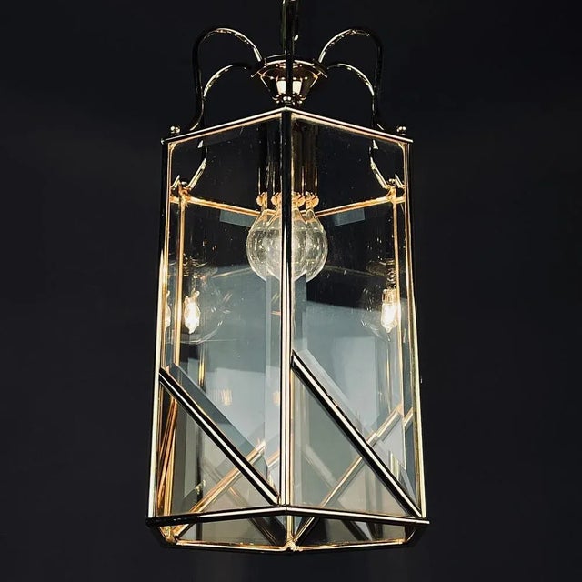 Metal Vintage Pendant Lamp in Brass Polished Glass, Italy, 1960s For Sale - Image 7 of 12