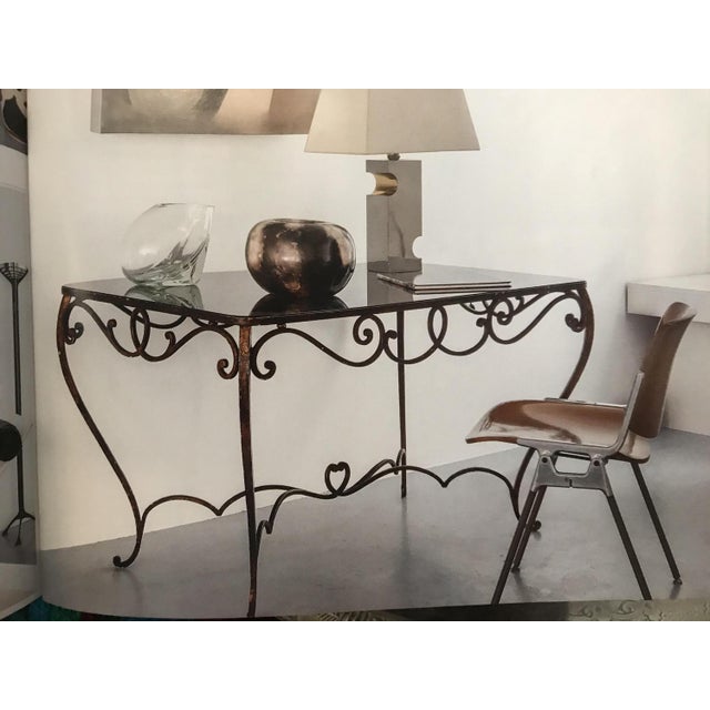 Black French Art Deco Wrought Iron Dining Table with Black Colored Glass, 1930s For Sale - Image 8 of 18