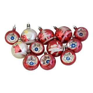 Vintage Colorful Christmas Ornaments W/Box - Set of 12 For Sale
