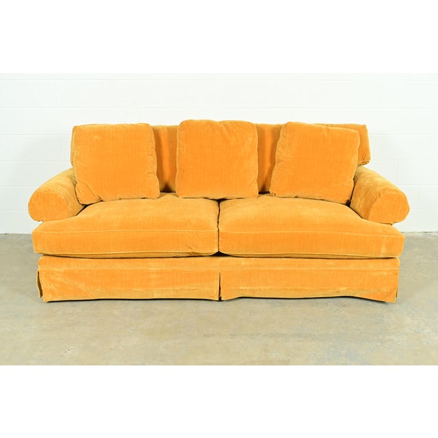 Baker Furniture Contemporary Yellow Velvet Upholstered Sofa For Sale - Image 12 of 12