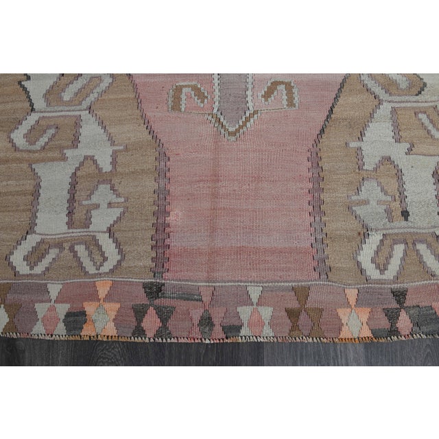 Textile 1970s Vintage Handmade Wool Cotton Pink Turkish Area Rug For Sale - Image 7 of 11