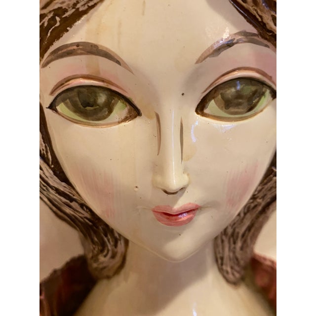 Pair of Vintage 1960s Paper Mache Big Eyed Girl Lip Stick Holders For Sale - Image 4 of 12