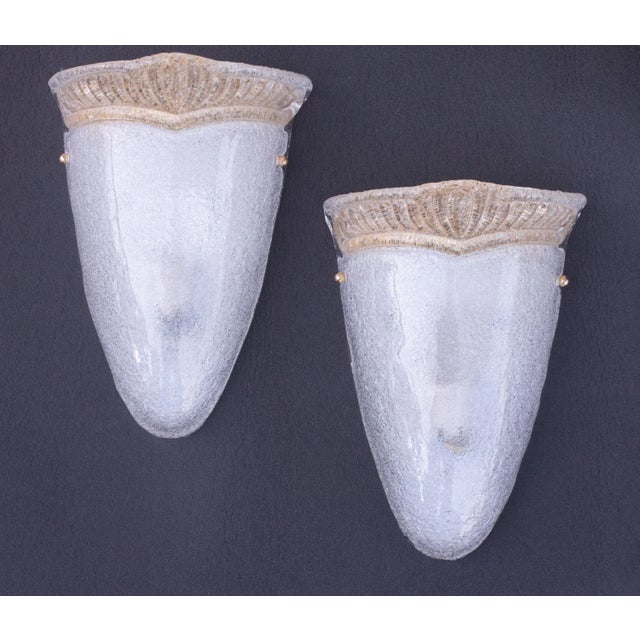 Pair of Murano Gold and Trasparent Wall Light, 1970 For Sale - Image 9 of 10