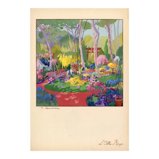 "L'allee Rouge" Pochoir C. 1919 For Sale