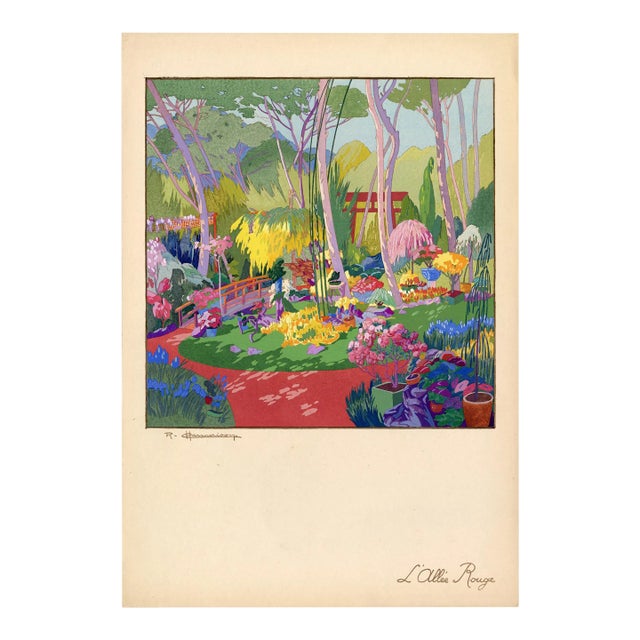"L'allee Rouge" Pochoir C. 1919 For Sale