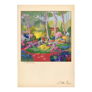 "L'allee Rouge" Pochoir C. 1919