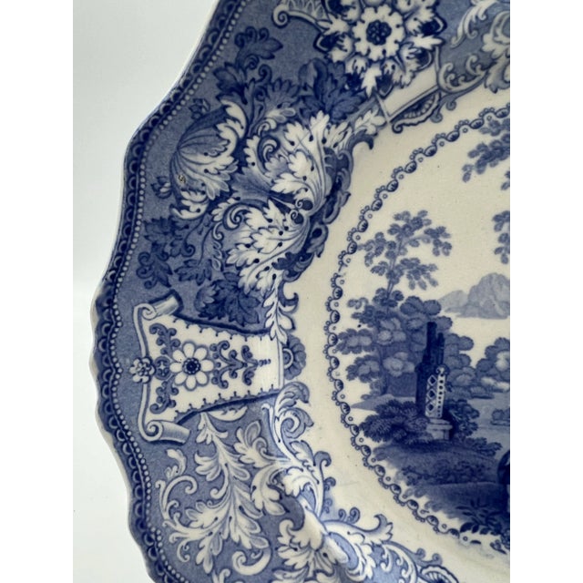 A Antique English Staffordshire Transferware Plate, "Delphi" Pattern, by Adams 1830's For Sale - Image 6 of 10