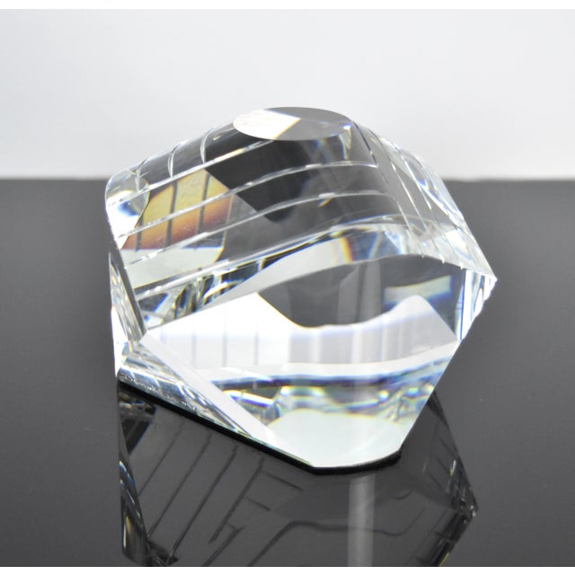 Transparent Vintage Denali Geometric Crystal Glass Paperweight For Sale - Image 8 of 12
