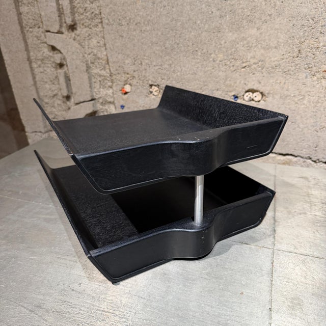 1950s Desk Accessory Designed by Florence Knoll Two-Tier Paper Tray Ebony For Sale - Image 5 of 14