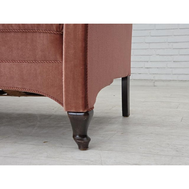 Pink Vintage Danish Two-Seater Sofa in Salmon Pink Furniture Velour, 1950s For Sale - Image 8 of 18