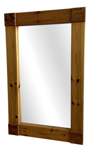 Danish Pine Wall Mirror by Aksel Kjersgaard for Odder, Denmark, 1970s