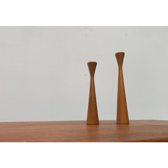 Vintage Danish Teak Candleholders, Set of 2 For Sale - Image 6 of 18
