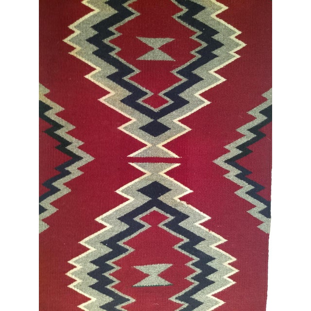 Vintage American Navajo Rug, Storm Pattern, Wool & Cotton, Southwestern Rug, 2x3 For Sale In Chicago - Image 6 of 7