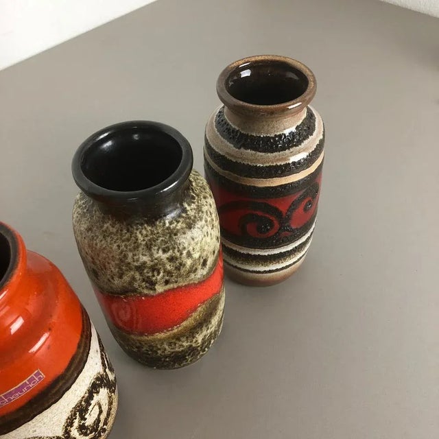 Vintage Fat Lava Pottery 213-20 Vases from Scheurich, Germany, Set of 4 For Sale - Image 10 of 18