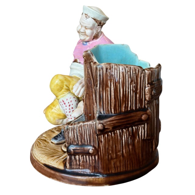 Antique Sarreguemines Majolica Smoking Stand - Pig Farmer For Sale In Los Angeles - Image 6 of 6