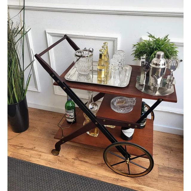 Vintage Art Deco Italian Wood and Brass Dry Bar Cabinet by Paolo Buffa, 1950s For Sale - Image 3 of 8