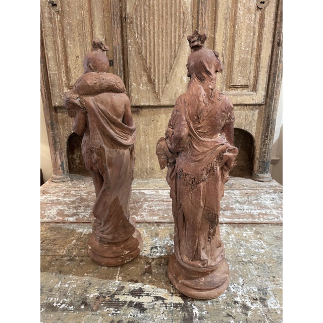 Early 19th Century Pair of French Neoclassical Terracotta Statues For Sale - Image 5 of 9