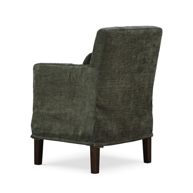 2020s Coastal Slipcovered Dining Armchair - Green Upholstery For Sale - Image 5 of 10