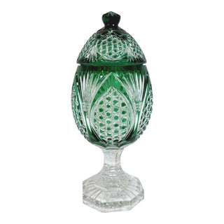 Hand Cut Hungarian Crystal Candy Dish For Sale