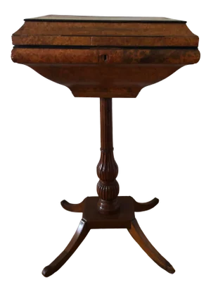 Early 19th Century English Burl Mahogany Teapoy Tea Caddy