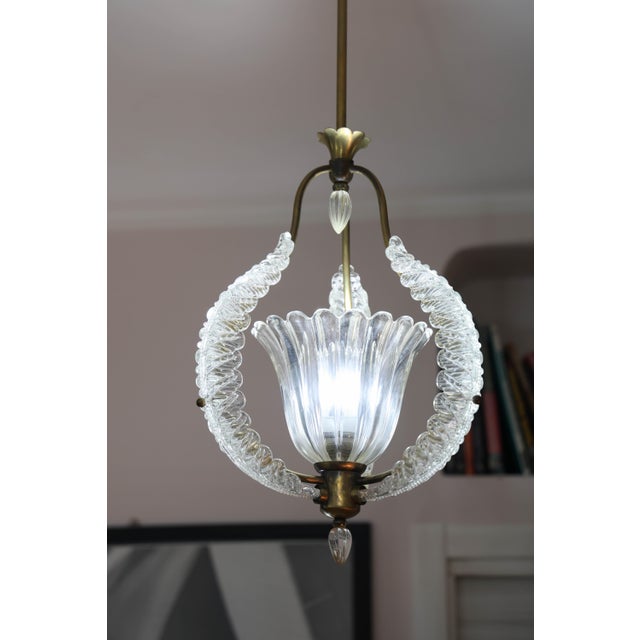 1950s 1950s Ercole Barovier, Art Decò Vintage Pendant Murano Glass and Brass For Sale - Image 5 of 15