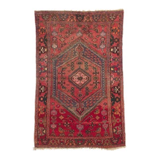 Antique Red Persian Hamadan Tribal Rug, 04'03 X 06'06 For Sale