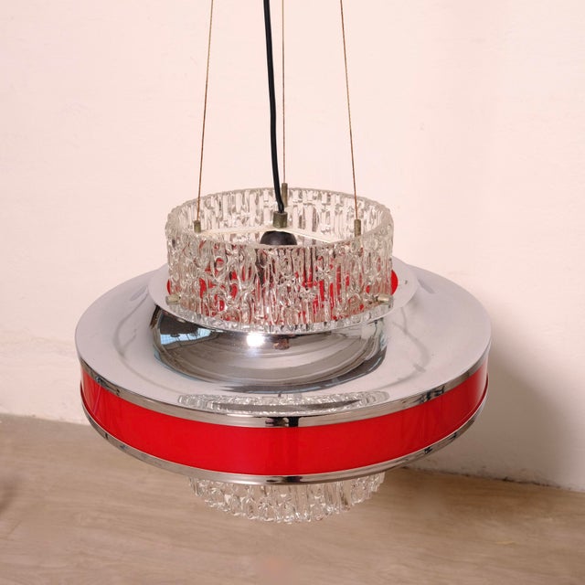 Red Mid-Century Pendant Lamp, 1970s For Sale - Image 8 of 15