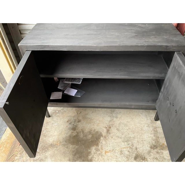 Metal New Uttermost Organic Modern Distressed Black and Gilt Cabinets - Pair For Sale - Image 7 of 12