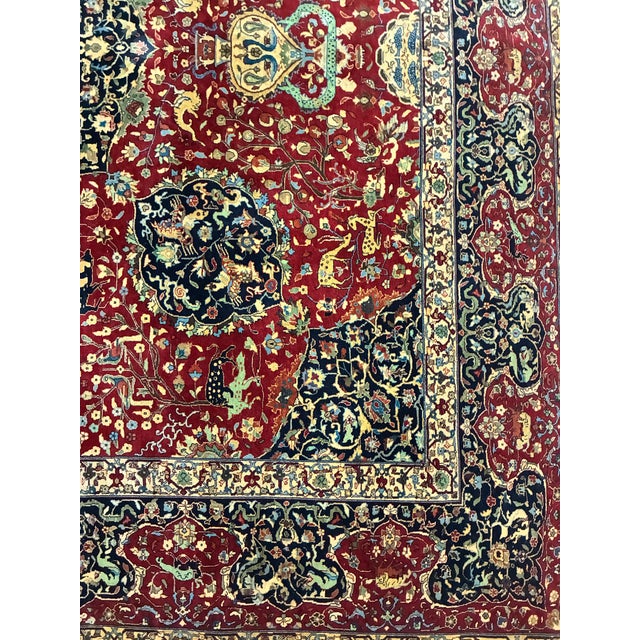 Vintage Hand-Knotted Persian-Style Pictorial Hunting Scene Rug For Sale In Charlotte - Image 6 of 12