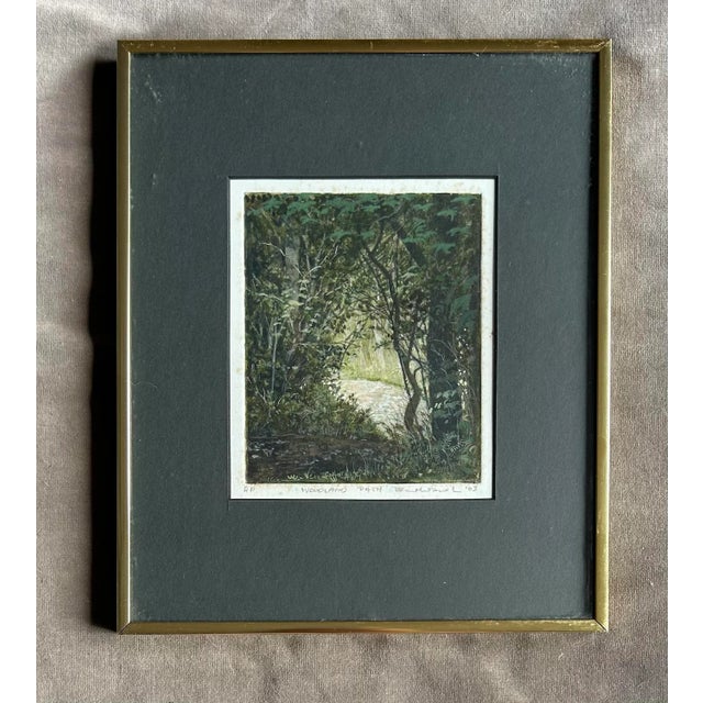 Original Hand Colored Framed Etching of Woodlands ~ Artists Proof For Sale - Image 10 of 10