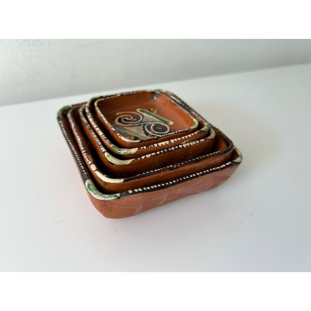 Sculpture Materials Vintage Boho Clay Mexican Redware Folk Pottery Nesting Dishes - Set of 5 For Sale - Image 7 of 7