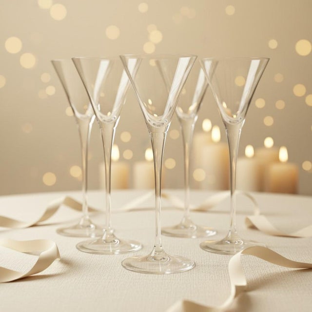 Vintage Dansk Crystal Cordial Glasses Set 5-Clear-Long Stem-Liqueur Barware For Sale - Image 10 of 11