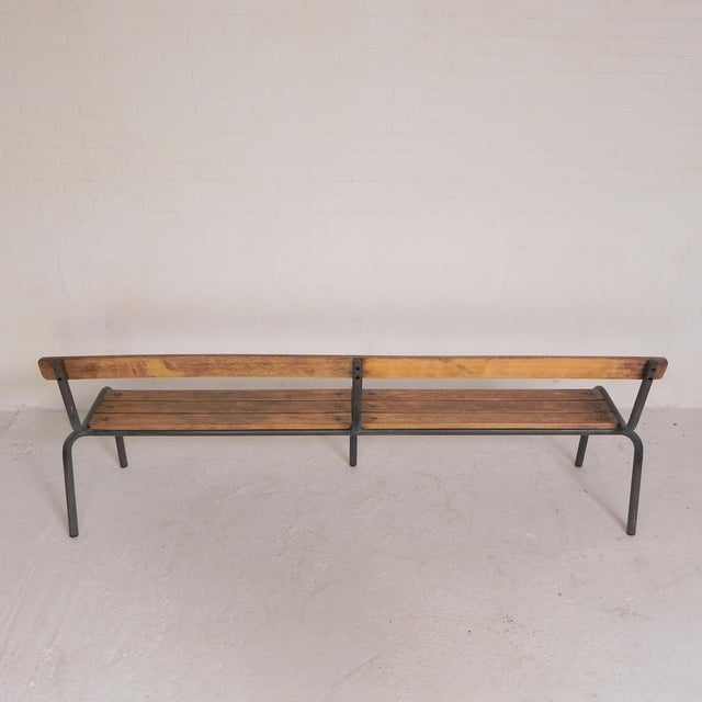French School Slatted Bench, 1960s For Sale - Image 15 of 18
