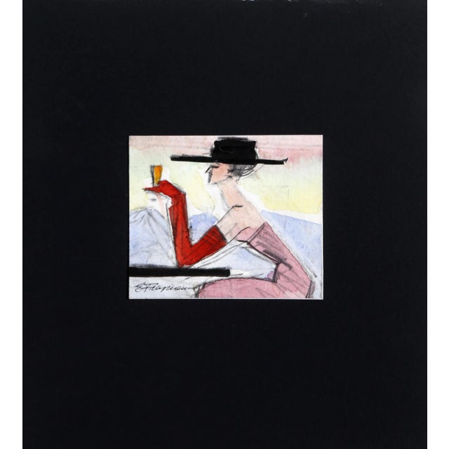 Out for a Drink, Erik Freyman Watercolor With Pencil on Paper, Signed in Pen For Sale - Image 4 of 4