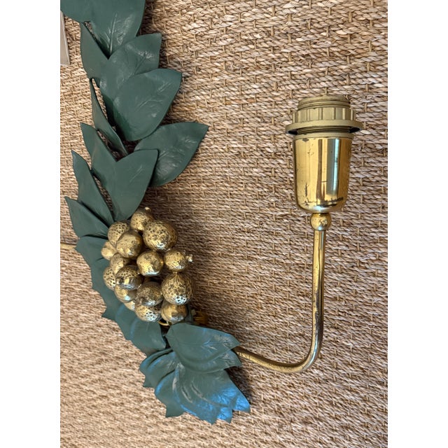 Bronze and Brass Sculptural Grape/Lemon Leaf Wall Sconces For Sale - Image 12 of 12